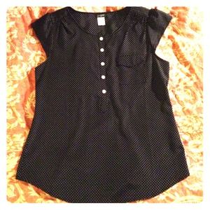 J. Crew Black with White Polka Dot Blouse