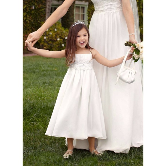David's Bridal Ivory Flower Girl Dress