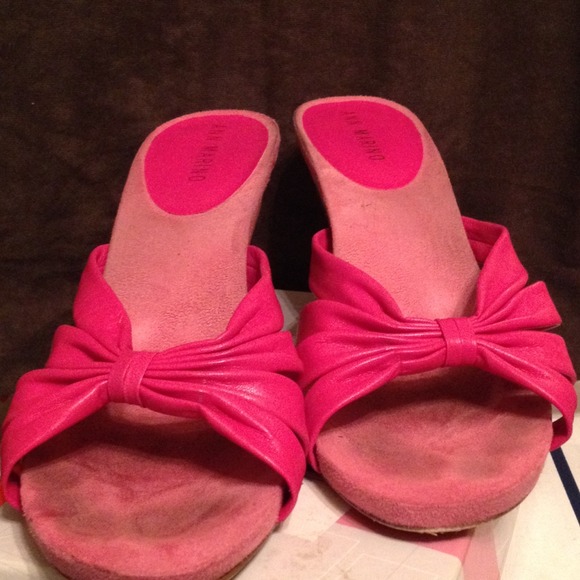 Hot Pink Leather Slides
