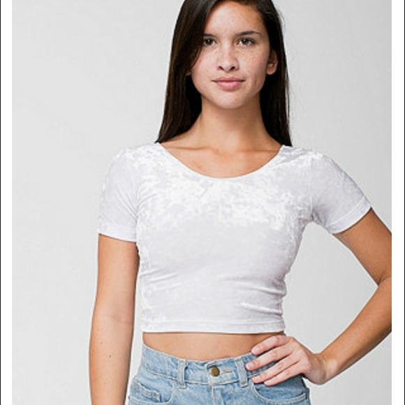 American Apparel Crushed Velvet Crop Tee - Picture 2 of 2