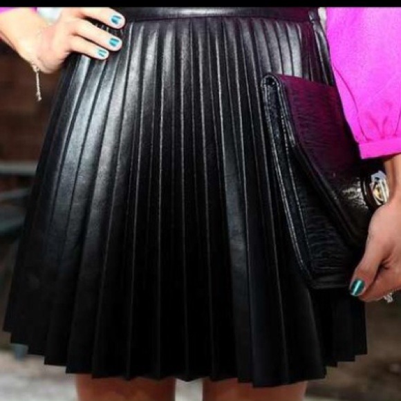 H&M Skirts Hm Pleated Leather Look Skirt Poshmark