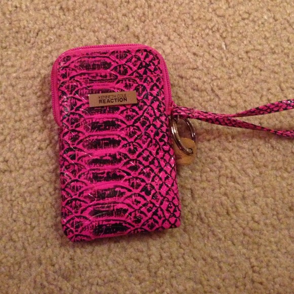 Hot pink and black Kenneth Cole wristlet