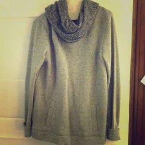 Cozy gray sweater with built in scarf