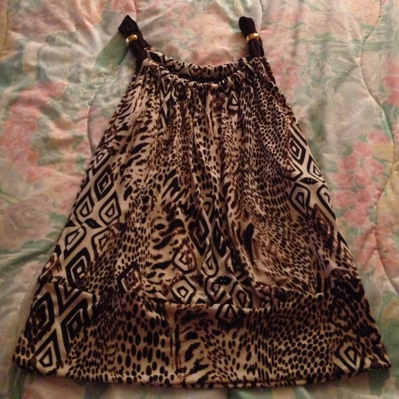 Brown & tan dress blouse
