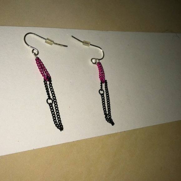 Hot pink and black earrings