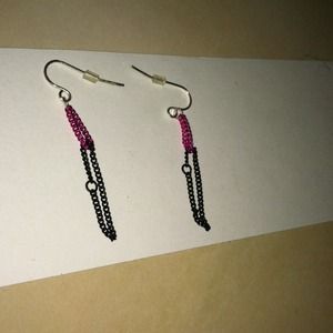 Hot pink and black earrings