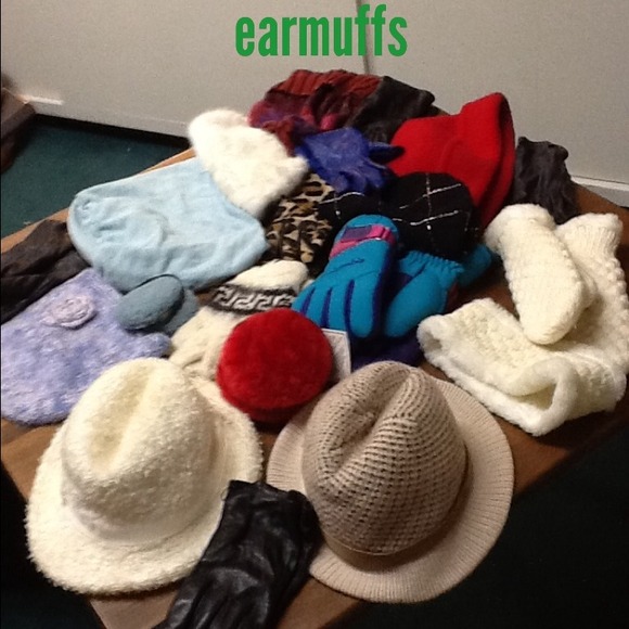 *Bundle of hats gloves n ear muffs.*