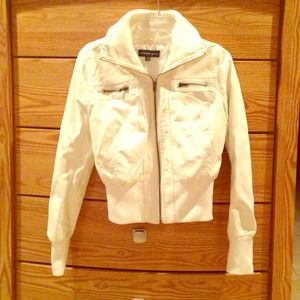 Off white faux leather jacket