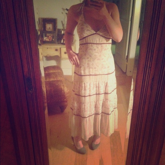 Maxi halter with silk paisley print