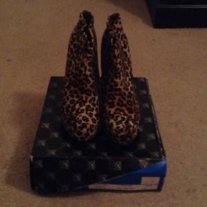 Leopard suede booties