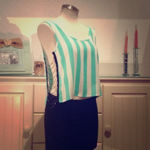 Mint and white stripe crop top.
