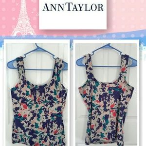 Ann Taylor Cotton-ny Floral Top