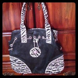 Beautiful zebra and silver design purse