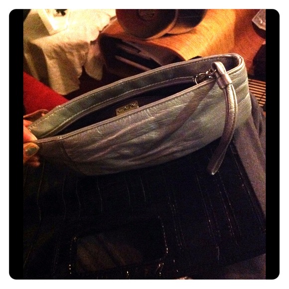 AVAILABLE! SILVER Leather CACHE Wristlet