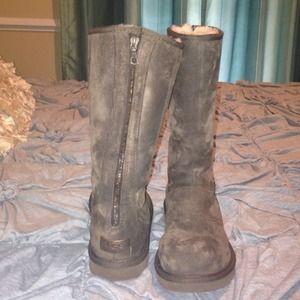 Brown leather tall UGG boots