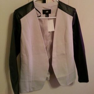 H&M Beige and black leather sleeves