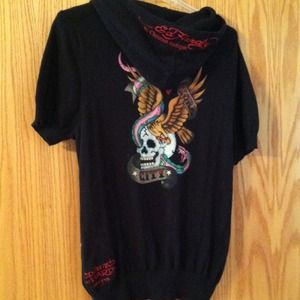 Ed Hardy hooded sweater.