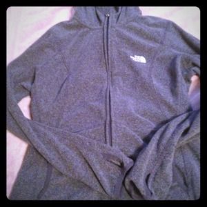 North face fleece grey full zip coat