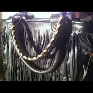 Black Alfa Fringe Tote Bag