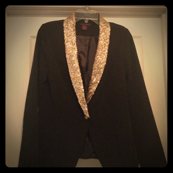 Sequin trimmed blazer