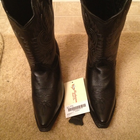 Black genuine leather boots