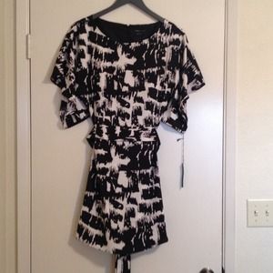 BCBG Maxazria black and white print dress