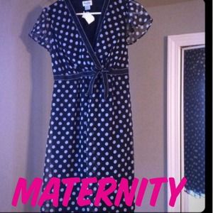 Cute navy and white polka dot dress - Maternity