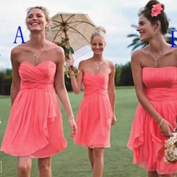 Coral, chiffon dress