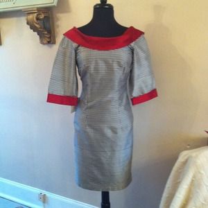 Kimono inspired houndstooth silk dress