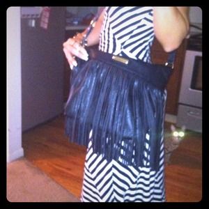 Fringe black cross body or shoulder bag