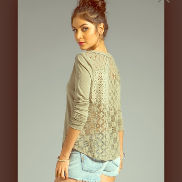 SOLD Brand new free people patches of lace Henley