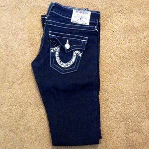 True Religion Dark Blue Rhinestone Jeans