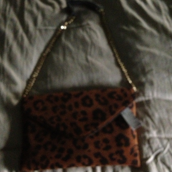 J. Crew Handbags - J Crew leopard print/chain strap bag