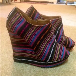 Tribal, open toed wedges from Charlotte Russe.