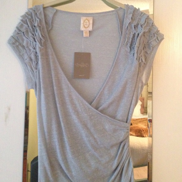 Anthropologie soft blue wrap sweater