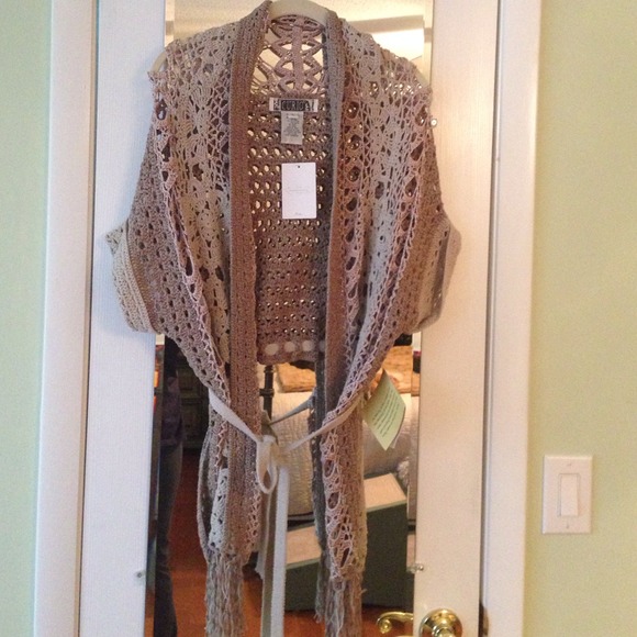 NWT Anthropologie open knit high low sweater L