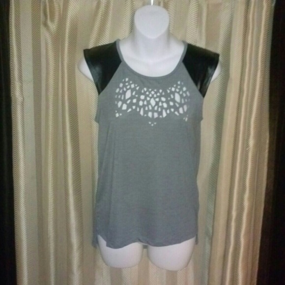 SOLD!!Faux leather t shirt