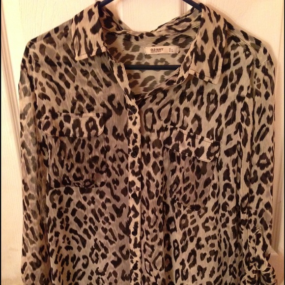 Snow leopard print sheer blouse
