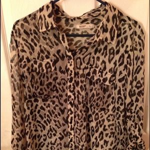 Snow leopard print sheer blouse