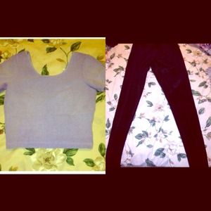 American Apparel crop top & velvet legging bundle