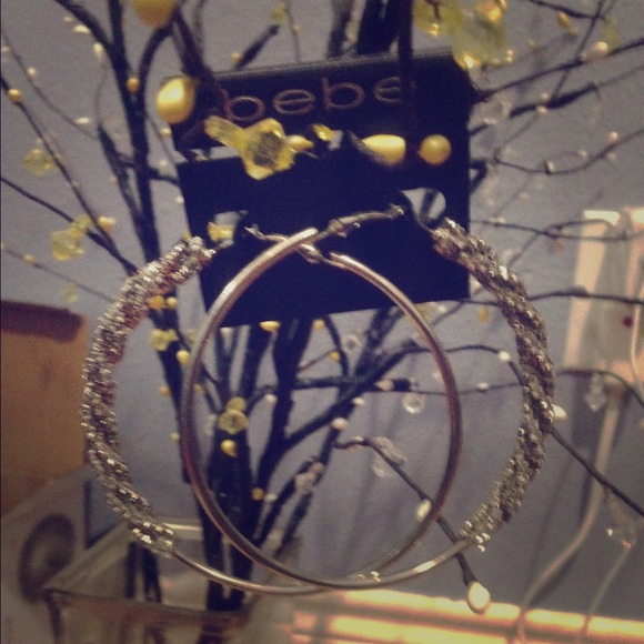 Bebe rhinestone hoop earrings O/S new