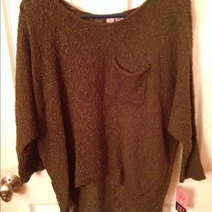 Military green high-low sweater