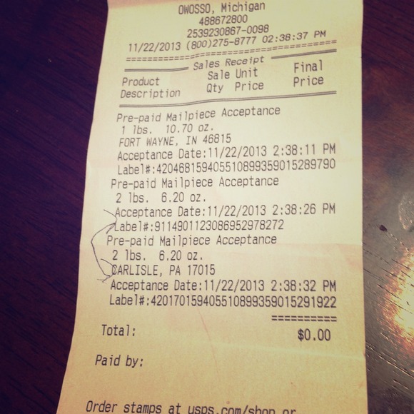 Tracking and proof of shipment for black NF Coat.
