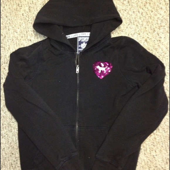 ❌SOLD IN BUNDLE❌V Secret black bling hoodie - Picture 2 of 3