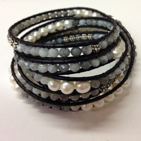 handmade Jewelry - Crystal and fresh water pearl 5 wrap bracelet
