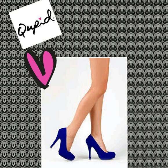 Blue Suede Platform High Heels