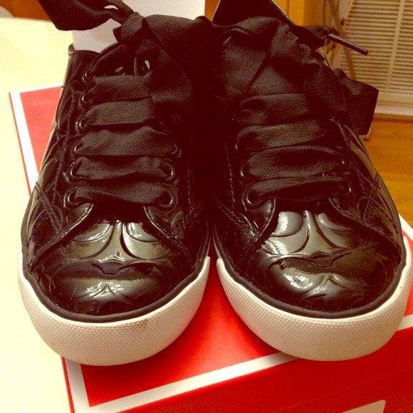 Black patent leather Coach Sneakers!!!