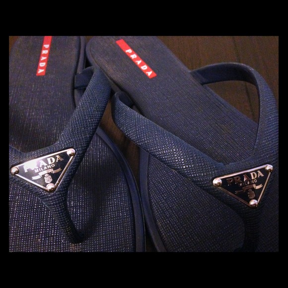 Prada navy colored flip flops