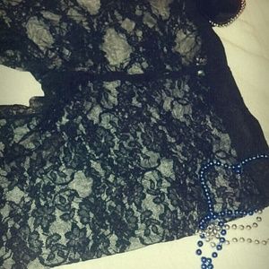 Lace leggings NEVER been used. Black floral design