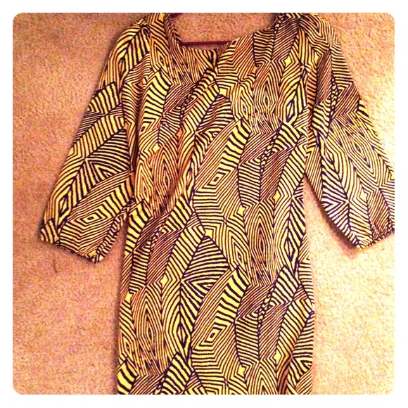 SOLD SOLD---Yellow and navy print shift